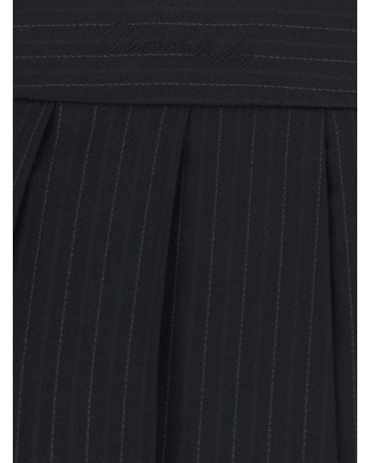 DUNST Black Pleats Mini Striped Skirt With Stripes And Tech Fabric