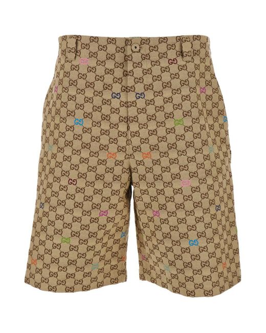 Gucci Natural Bermuda Pants With Belt Loops for men