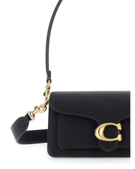 COACH Black Polished Pebble Leather Tabby Shoulder Bag 20 Refresh