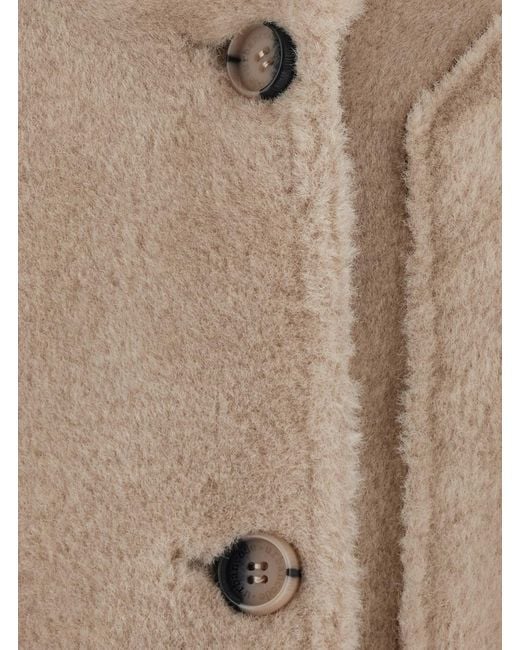 Urbancode Natural Shearling Coat With Notched Collar And Reversible Desi