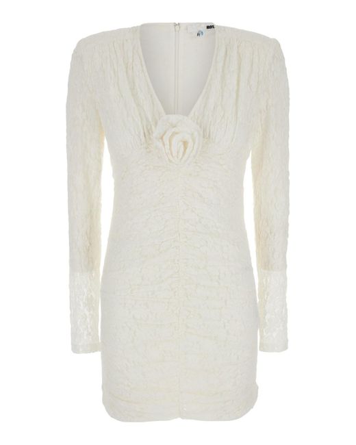 ROTATE BIRGER CHRISTENSEN White Mini Dress With Rose Patch