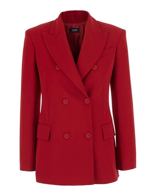 Le Plain Red Double-Breasted Jacket With Peak Revers