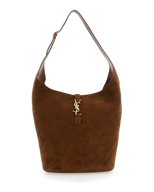 Saint Laurent Brown Le 5 A 7 Hobo Bag Stinated Suede Softy Caramel Cognac