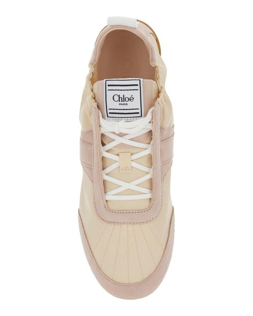 Chloé Natural Chloã 'Kick' Sneaker With Side Lettering Logo And Elasticated Details