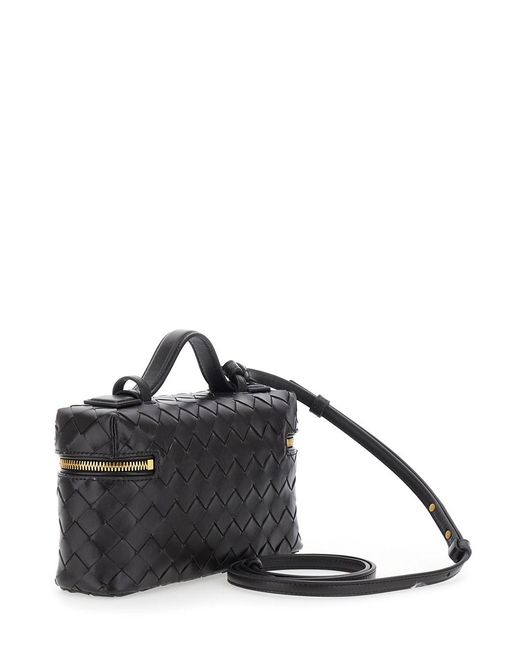 Bottega Veneta Black 'Bang Bang' Crossbody Bag With Adjustable And Removable Strap And Intreccio Motif