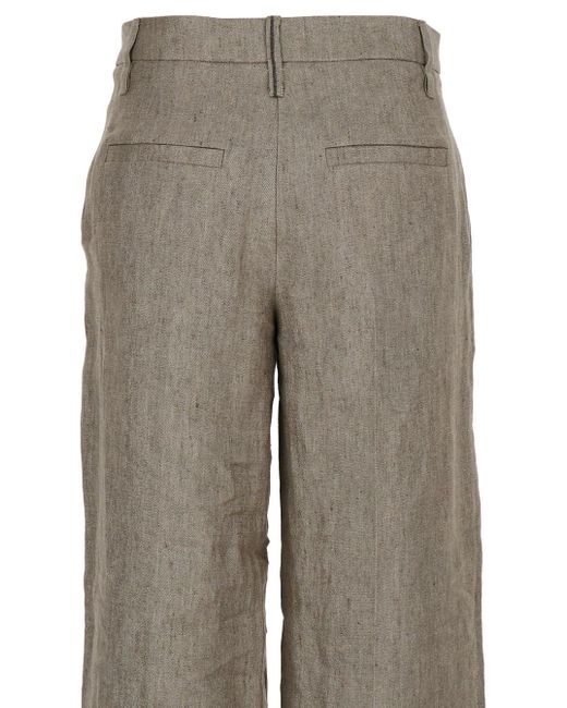 Brunello Cucinelli Gray Taupe High Waisted Wide Leg Pants