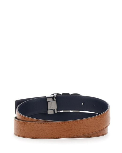 Ferragamo White Reversible Belt With Gancini Buckle for men