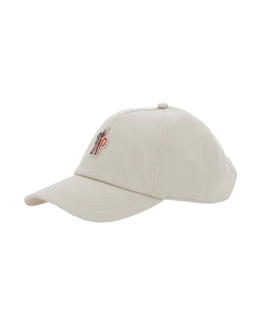 Moncler White Baseball Cap With Logo Patch On The Front
