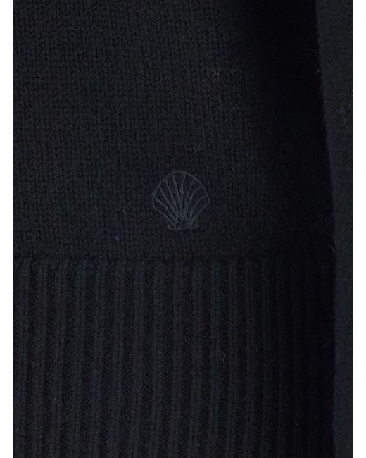 Loulou de Saison Black Otis Contrast Collar Sweater With Contrast Collar And