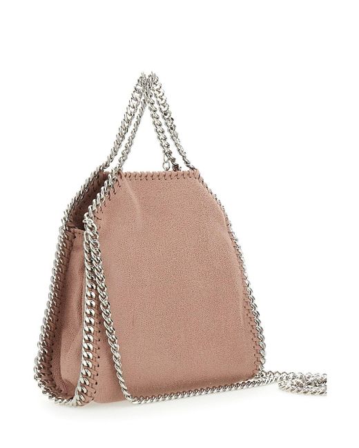Stella McCartney Natural '3Chain' Tiny Tote Bag With Logo Engraved On Cha