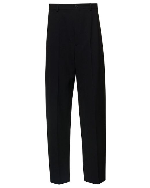 Balenciaga Oversized Tailored Pants In Wool Blend Man in Black for Men |  Lyst
