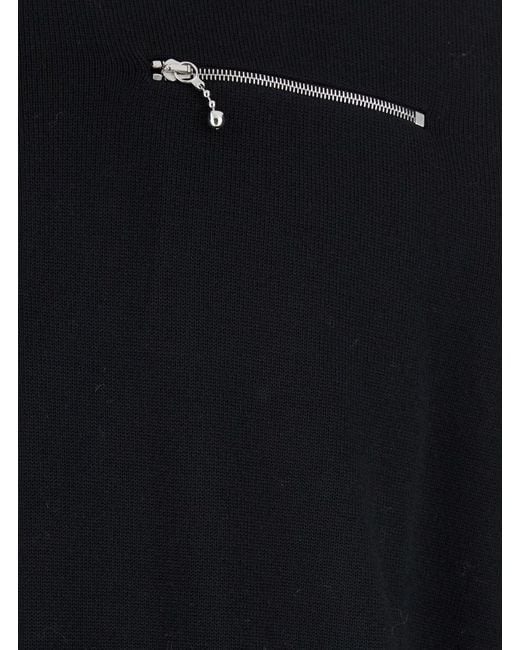 Jil Sander Blue Sweater With Classic Collar And Front Zip Pockets for men