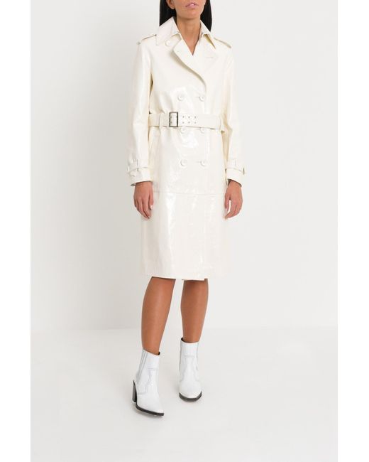Unfleur Multicolor White Patent Leather Trench