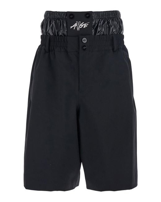 Moncler Genius Blue Bermuda Pants With Elastic Waist And Logo Patch On Front And Rear for men