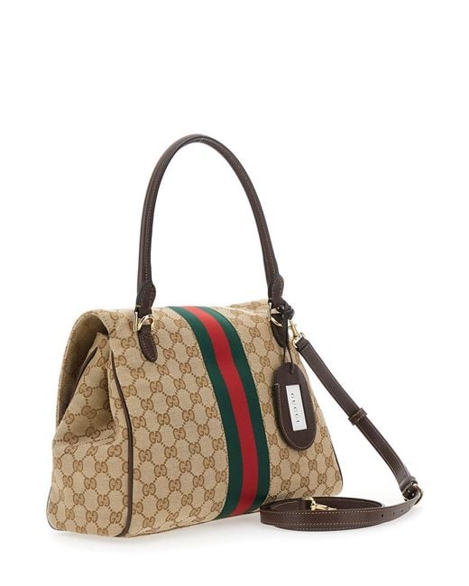 Gucci Natural Handbag With Web Detail And Horsebit Plaque On The Front I