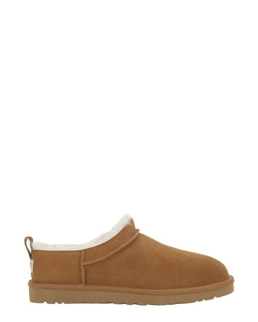 Ugg Brown Mule With Logo On The Side And Faux Fur Lining for men