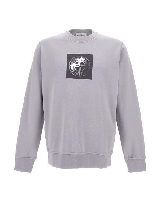 Stone Island Gray Printed Sweatshirt for men
