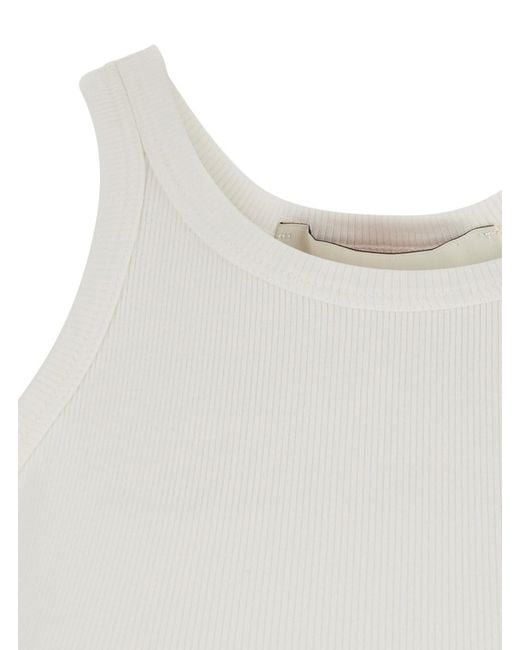 Jucca White Top With Round Neckline And Ribbed Design