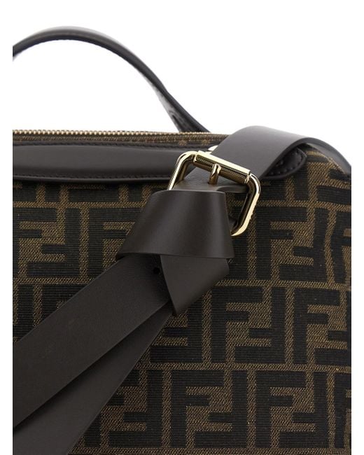 Fendi Black 'By The Way Medium' Handbags With All-Over Ff Pattern And