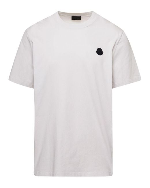 Moncler White Cotton Short-sleeve T-shirt for men