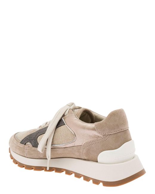 Brunello Cucinelli Brown Low Top Sneakers With Monile Detail