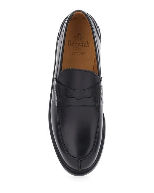 BERWICK 1707 White Leather Loafers With Leather Sole for men