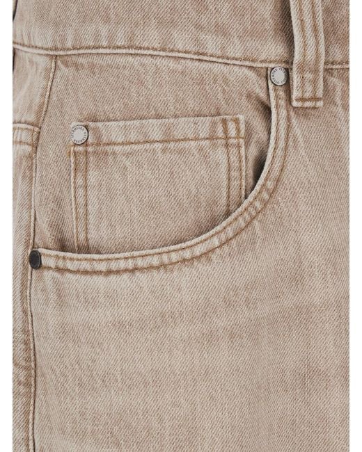 Brunello Cucinelli Natural Jeans With Five-Pocket Design And Patch Logo On The Back