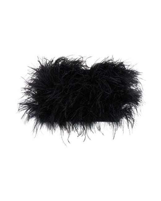 Liu Jo Black Cropped Top With Feathers