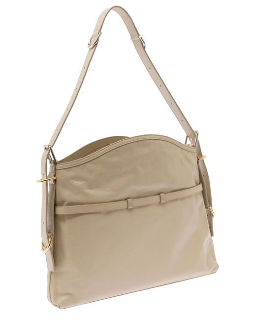 Givenchy Natural 'Voyou' Shoulder Bag With Embossed Logo