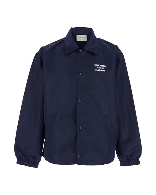 Drole de Monsieur Blue 'La Veste Slogan' Jacket With Slogan On Front A for men