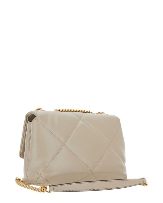 Tory Burch Natural Shoulder Bag Kira Diamond Quilted Leather