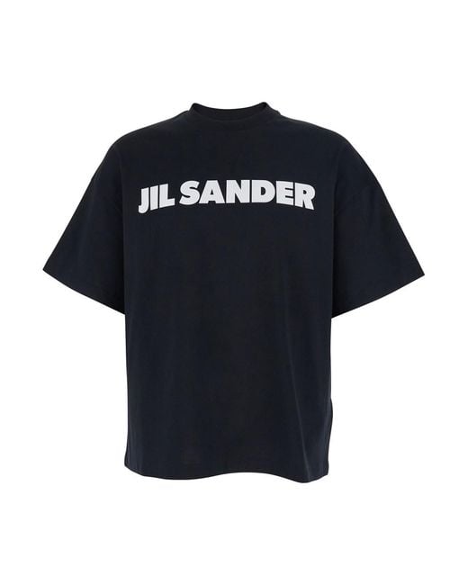 T-Shirt Girocollo Con Maxi Logo Lettering Sul Fronte di Jil Sander in Blue da Uomo