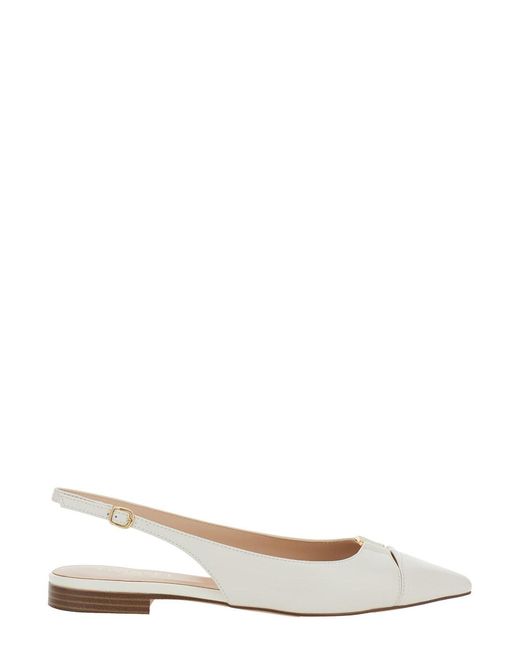 Twinset White Ballet Shoes With Pointed Design And Adjustable Strap