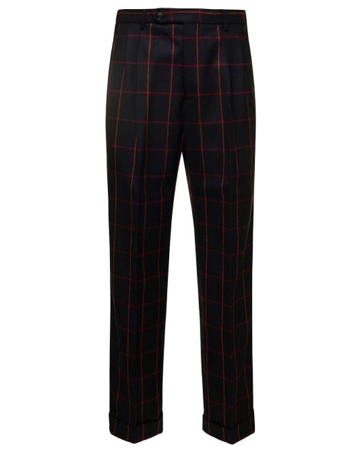 Gucci Pants With Check Motif Allover In Wool Man in Black for Men Lyst