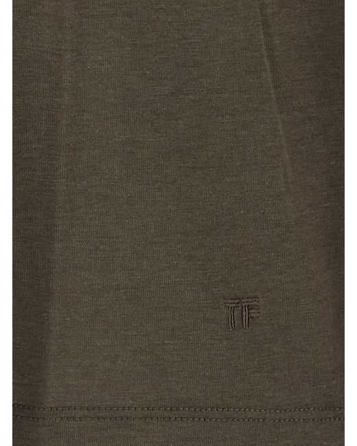 Tom Ford Green Long Sleeve T-Shirt With Logo On The Front for men