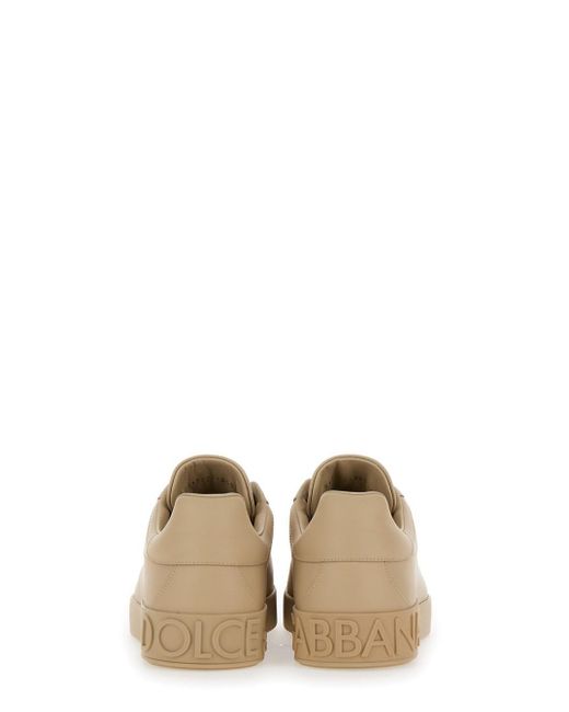 Dolce & Gabbana Natural 'Portofino New' Low-Top Sneakers With Contrasting Logo for men