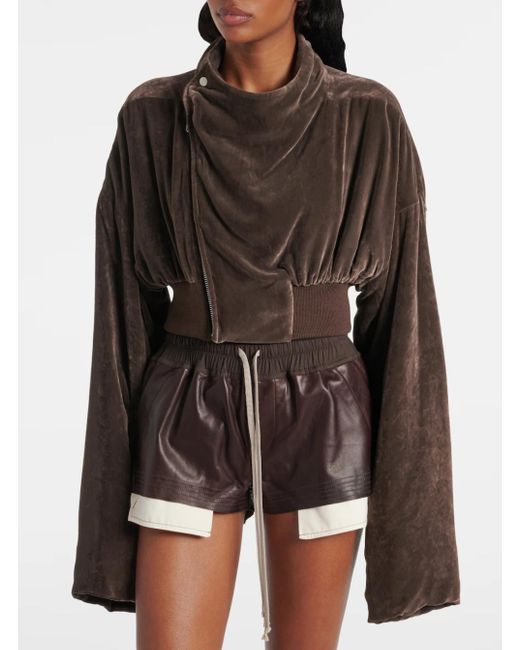 Rick Owens Black 'Hollywood' Cropped Jacket With Front Zip Closure