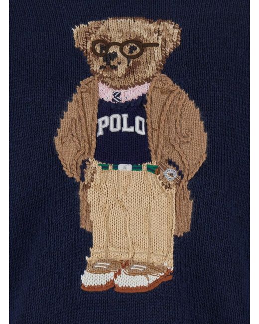 Polo Ralph Lauren Blue Sweater With Logo Embroidery On The Front And Logo Lettering On The Front for men