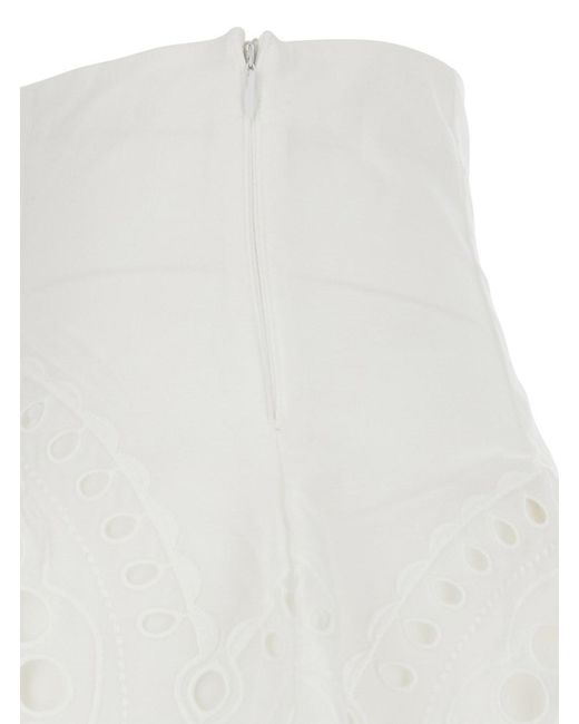 Charo Ruiz White 'Sail' Skirt With A-Line Design And Scalloped Hem