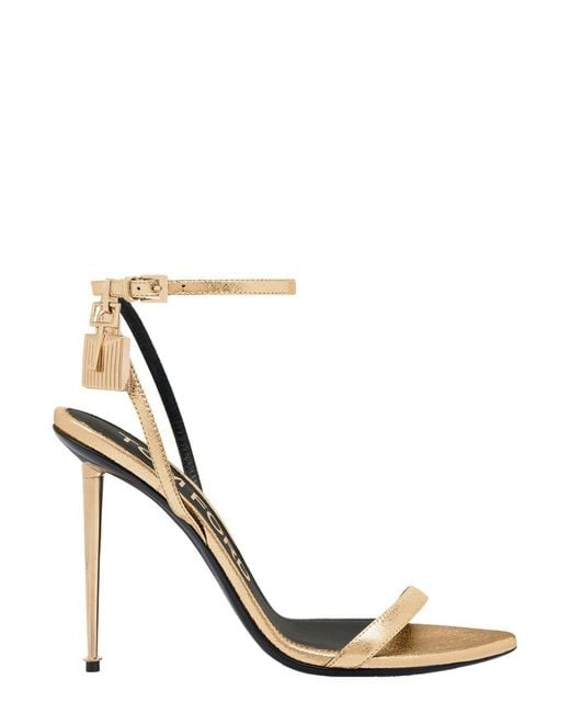 Tom Ford Metallic Colored Pumps With High Stiletto Heel And Pendant Detail On The Ankle