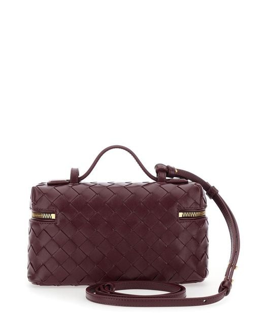 Bottega Veneta Purple 'Bang Bang' Bordeaux Crossbody Bag With Adjustable And Removable Strap And Intreccio Motif