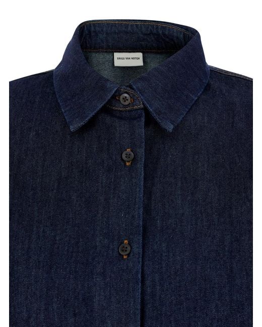 Dries Van Noten Blue 'Casio' Shirt With Classic Collar
