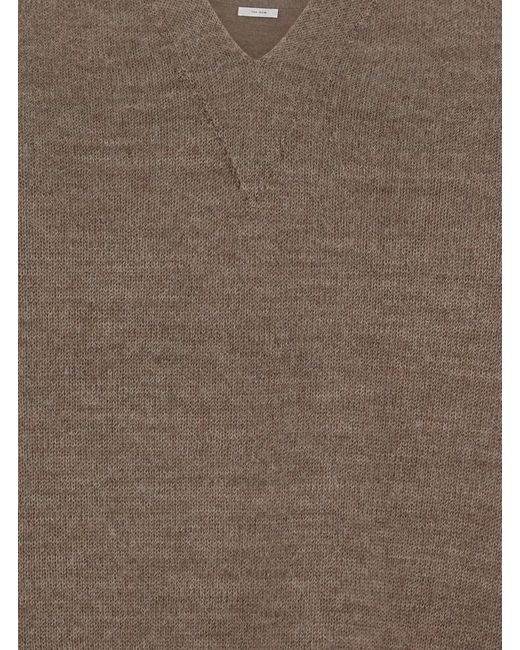 The Row Brown 'Poesis' Sweater With V-Neck And Long Sleeves