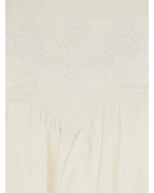 Twinset White Dress 'Embroidery' With Ramie Embroidery For