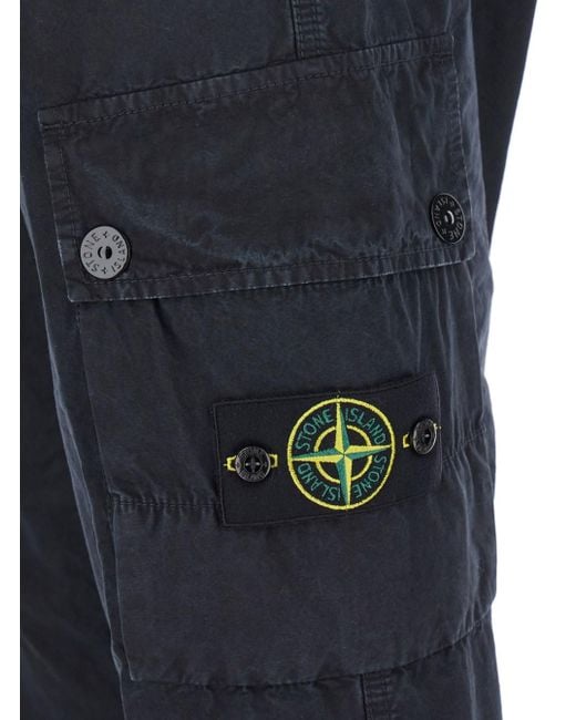 Pantaloni Con Tasche Cargo E Logo Compass Applicato di Stone Island in Blue da Uomo