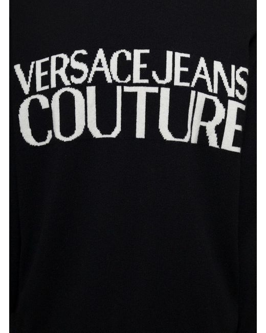 Lana Cachemire Logo Front di Versace in Black da Uomo