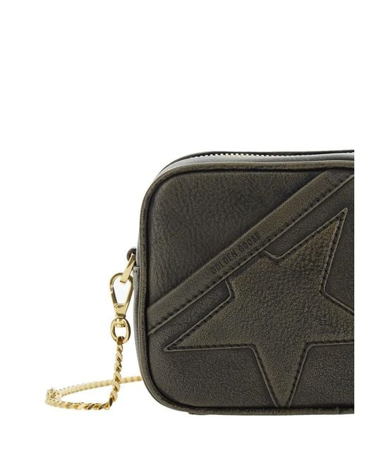 Golden Goose Deluxe Brand Gray Crossbody Bag With Removable Chain Strap And Star P