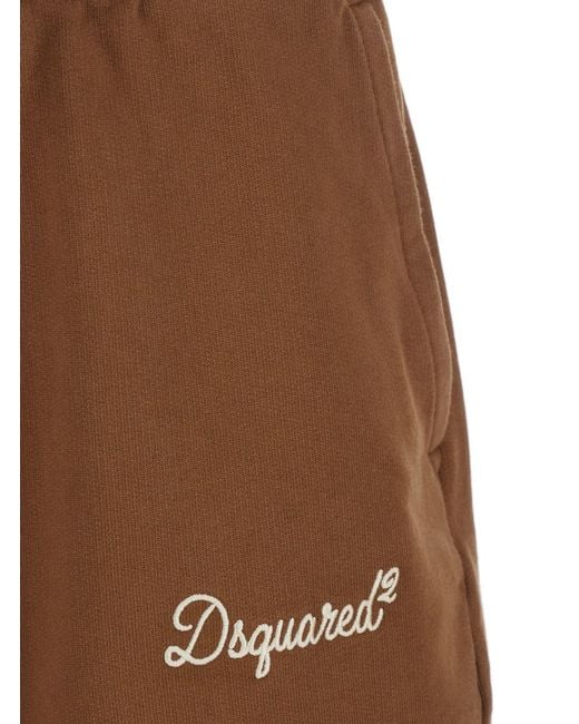 DSquared² Brown Pants With Drawstring Waist And Logo Lettering On The Front for men