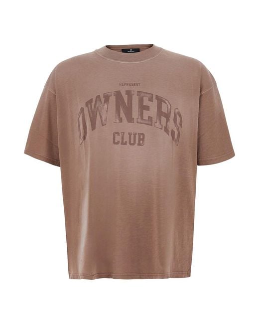 Represent Brown T-Shirt Owners Characterized By Round Neck And Short Sleeves for men