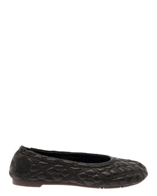 Burberry Black Ballet Flats With Equestrian Knight Embroidery
